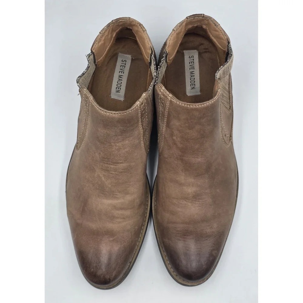 Steve Madden Paxton Chelsea Boots Mens 11.5 Distressed Brown Leather